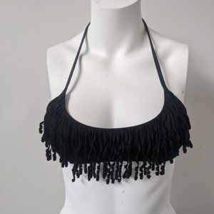 VICTORIA SECRET BLACK FRILL BIKINI TOP Sz S